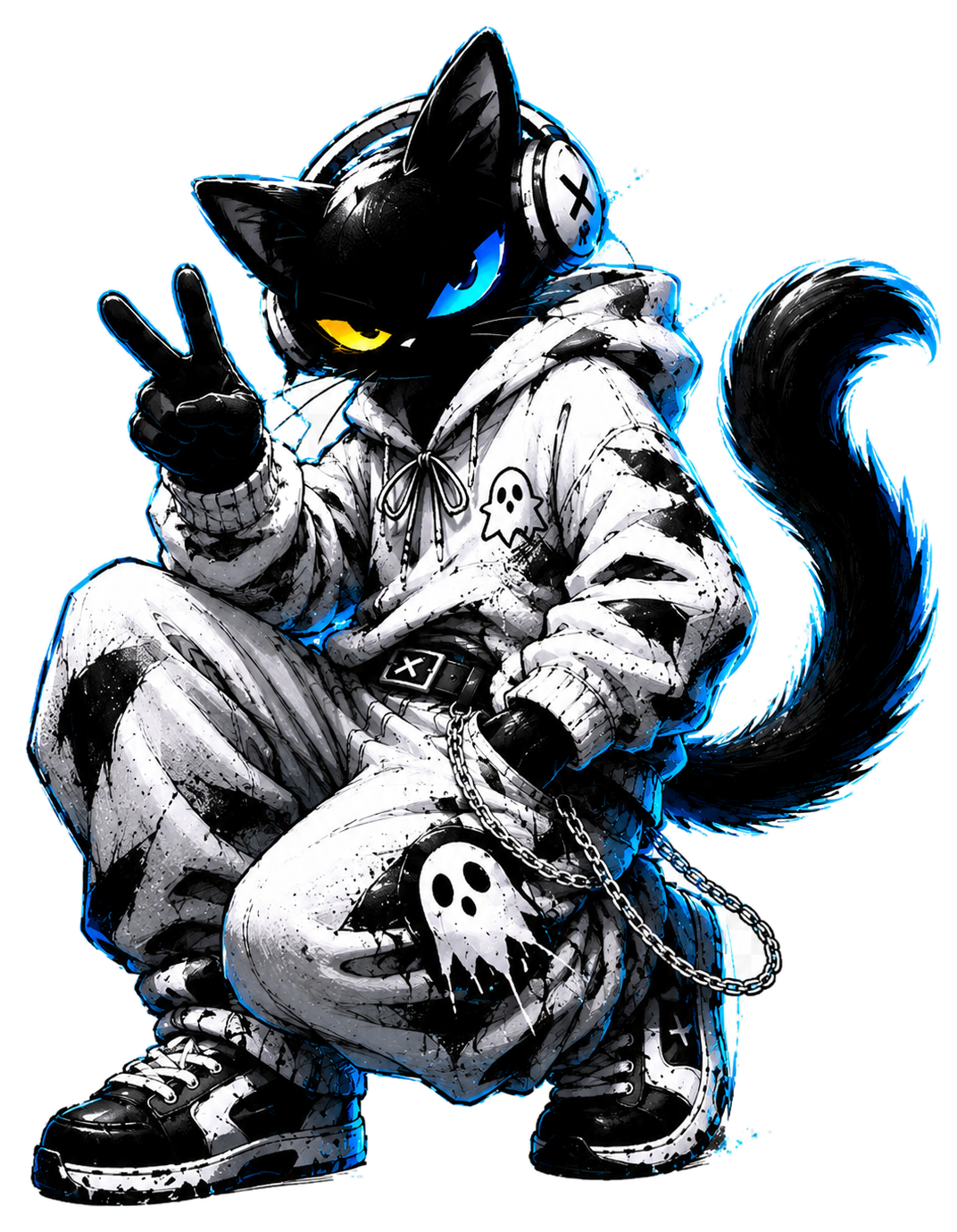 SHADCAT playful peace sign pose